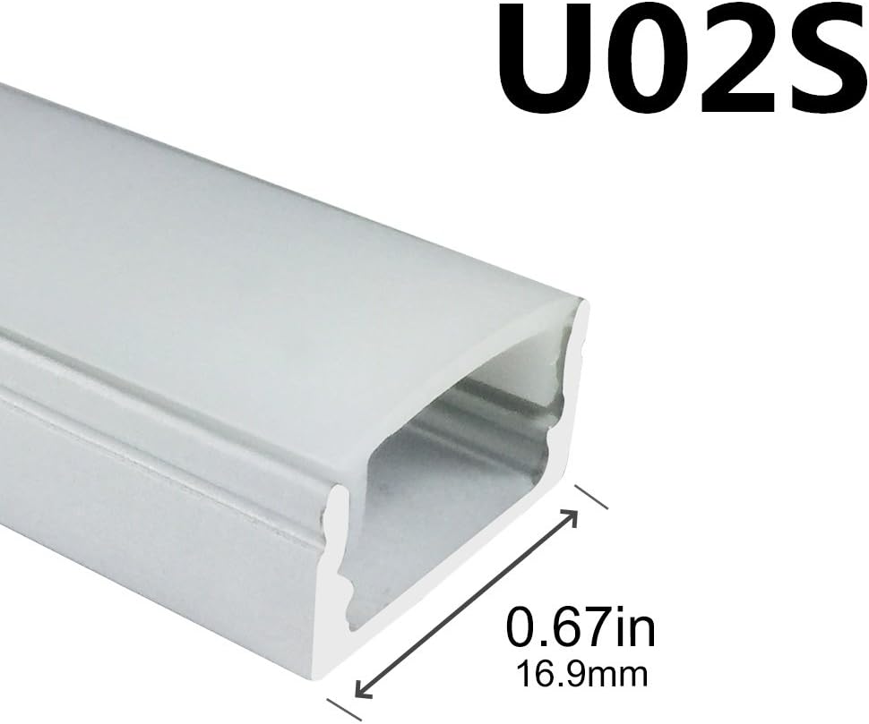 LightingWill 6.6ft/2M 25 Pack(164ft/50M) 9x17mm Silver U Shape LED Aluminum Channel Set Internal width 12mm with White Cover, End Caps and Mounting Clips for LED Strip Light Installations-U02S2M25