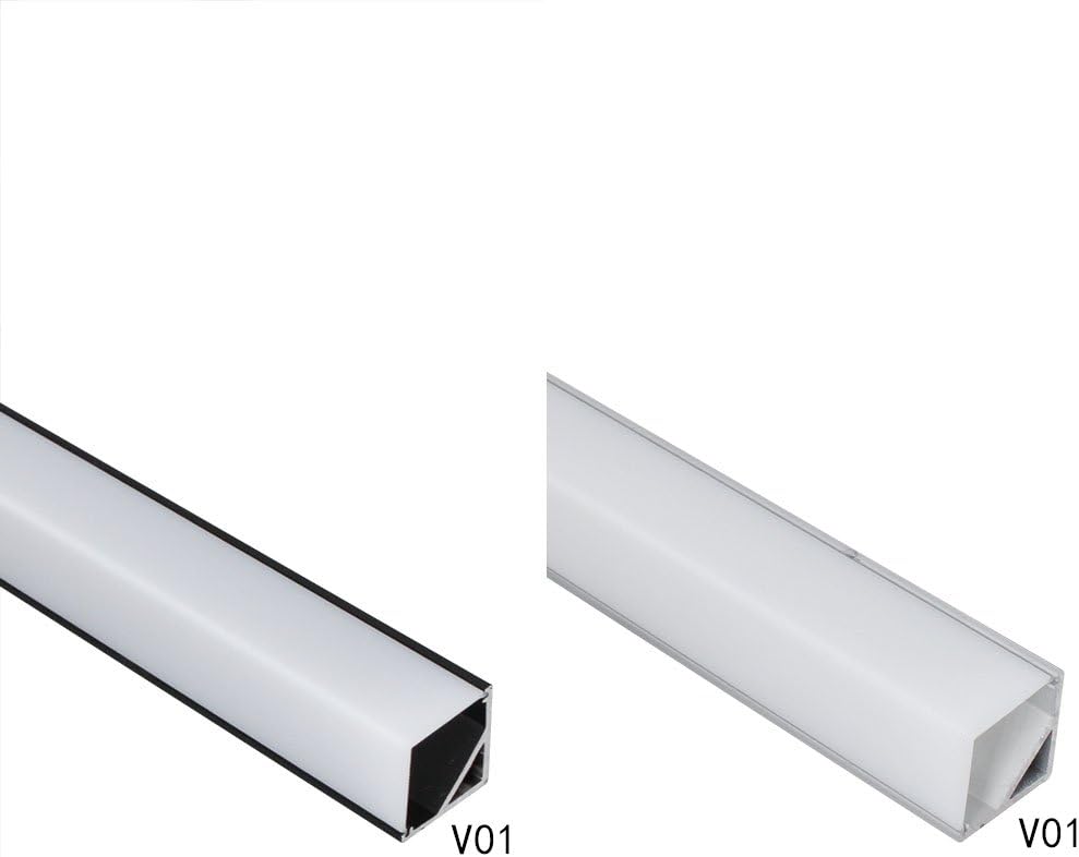 LightingWill LED Aluminum Channel Milk White Cover for V01 Style 1M/3.3ft 5 Pack