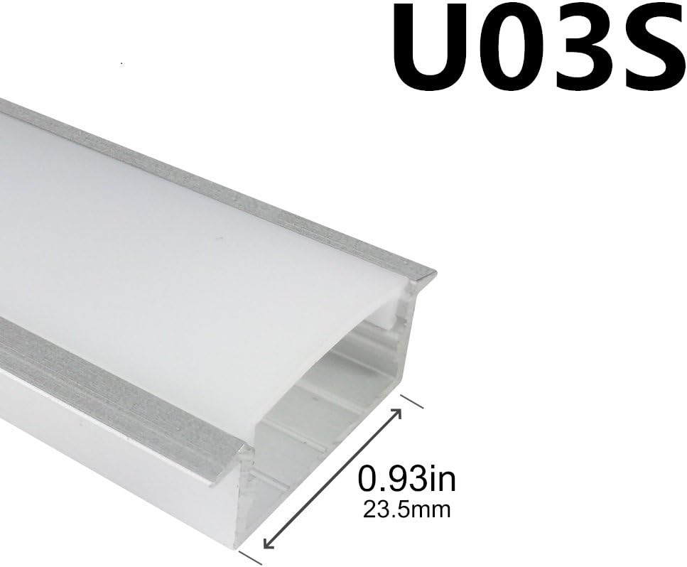 LightingWill 10-Pack 3.3ft/1M 10x30mm Silver U-Shape Internal Width 20mm LED Aluminum Channel System with Cover, End Caps and Mounting Clips Aluminum Profile for LED Strip Light Installations
