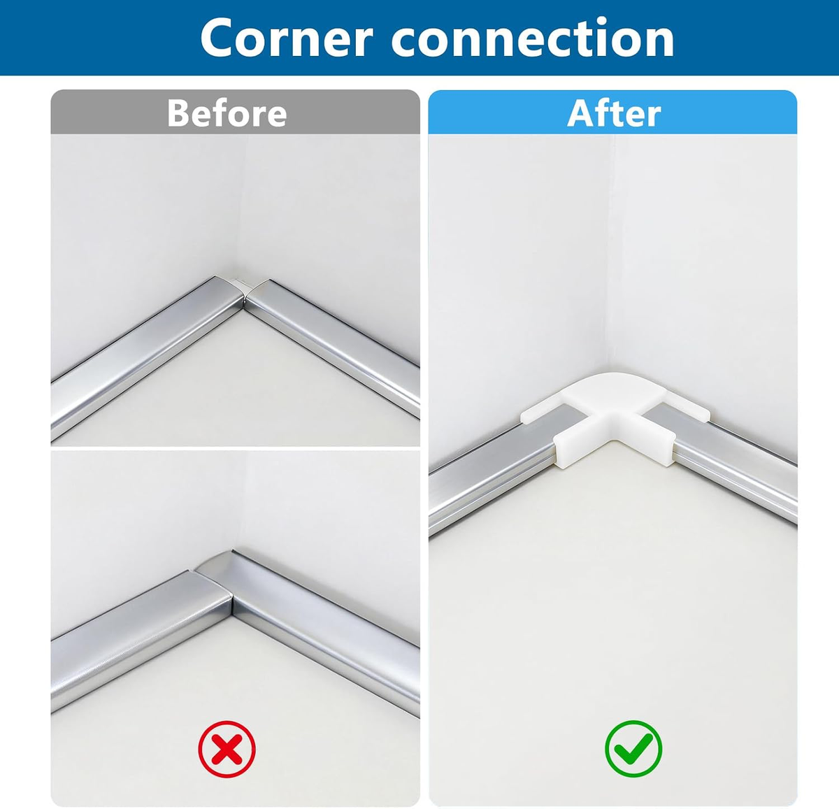 6-Pack 90° Corner Connectors for U-Shape LED Aluminum Channels with Screws