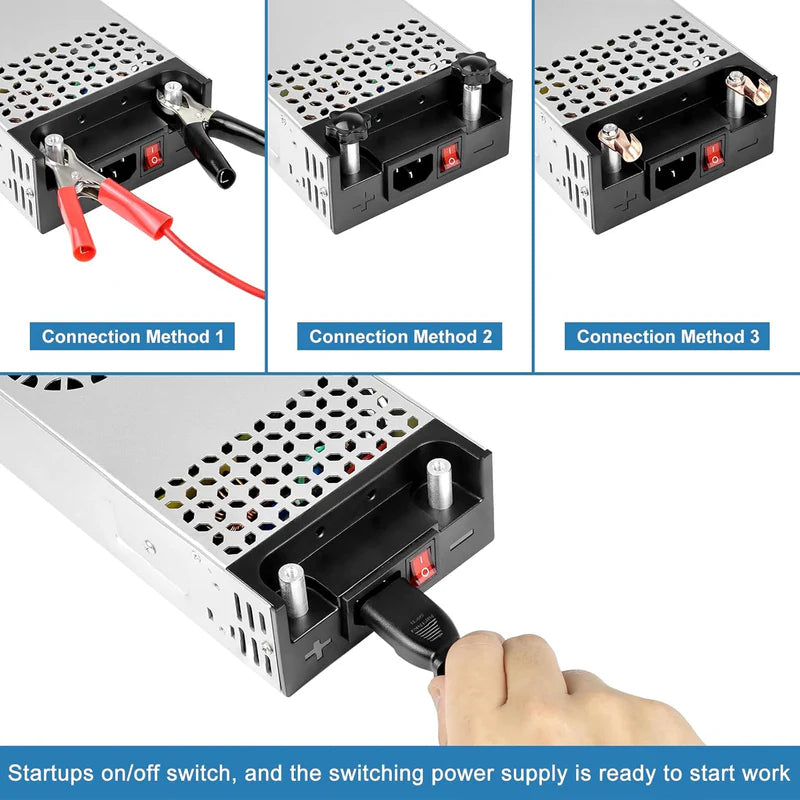 Upgrade DC 12V 360W–720W (30A–60A) Switching Power Supply, AC 110/240V Input Converter &amp; Transformer, Cooling Fan Design, LED Driver Adapter for Strip Lights, 3D Printer, Radio — US/UK/EU Plug Options, CE/FCC/RoHS Certified