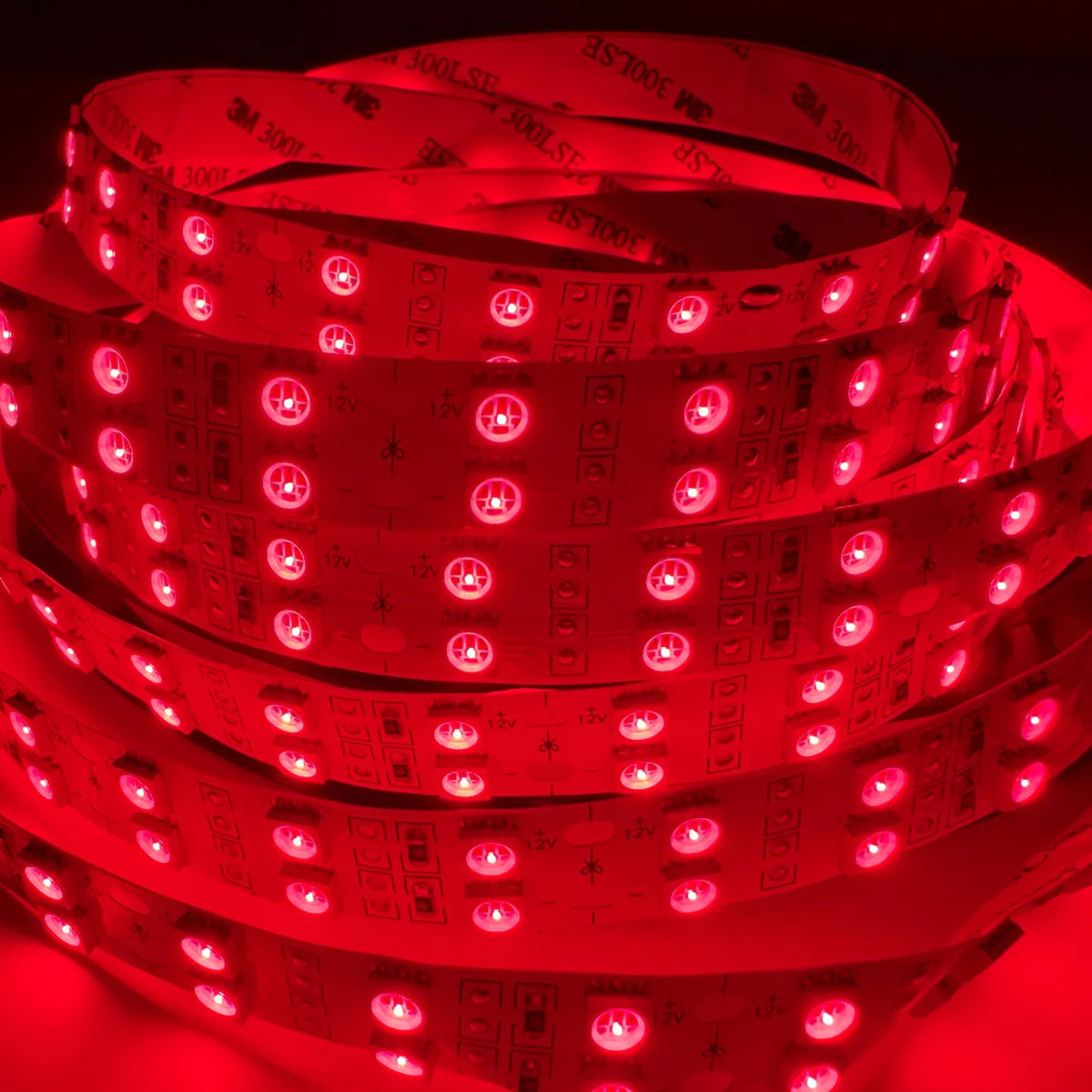 LightingWill 660–670nm SMD5050 DC12V Red LED Strip Light – 30/60/120 LEDs/m, 5 Meters, IP00/IP65