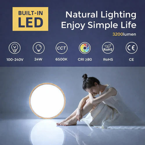 12 Inch 24W White / Black / Wood Grain Round Slim LED Ceiling Lights – AC  220–240V | 3000K / 4500K / 5000K / 6500K | Flush Mount Ceiling Light for Modern Home Lighting | 1-Pack – Local Stock (UK/DE)