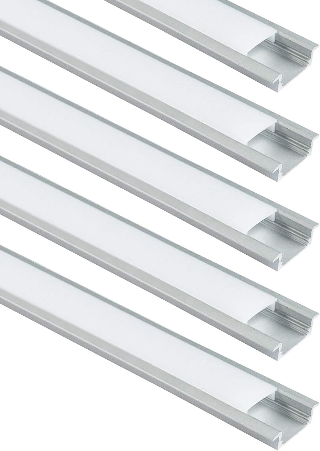 LightingWill 6.6ft/2M 25Pack(164ft/50M) 9x23mm Silver U Shape LED Aluminum Channel Internal width 12mm with White Diffuser Cover, End Caps and Mounting Clips for LED Strip Light Installations-U01S2M25