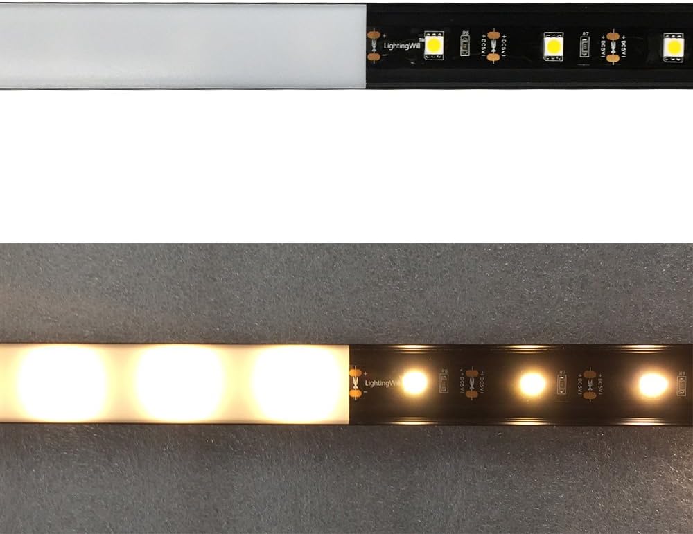 LightingWill 5-Pack U-Shape LED Aluminum Channel System 3.28ft/1M Anodized Sliver for <20mm Width SMD3528 2835 5050 LED Strips Installation with Oyster White Cover, End Caps and Mounting Clips U04B5