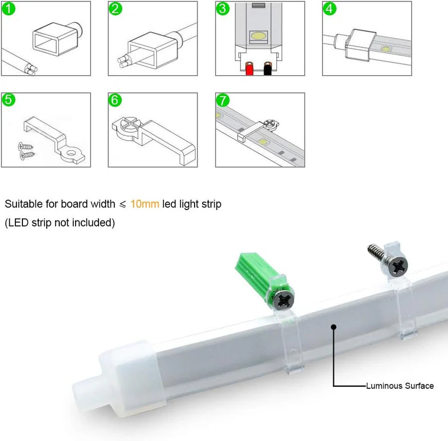 S0513 Neon Light Housing – 5x13mm | Silicone LED Channel System | 10mm PCB Width | IP67 Waterproof | 16.4FT/5M*1/16.4FT/5M*5 | Local Stock US/UK/DE