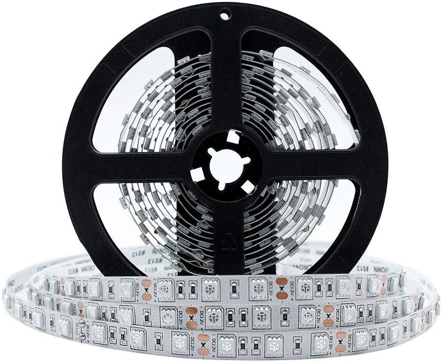 LightingWill Ultraviolet LED Strip, LightingWill 375nm-380nm 16.4FT 72W 5M 12V SMD5050 300LEDs UV Ultraviolet Non-waterproof Tri-chip 10mm White PCB Flexible LED Strips 60LEDs/M 14.4W/M, for UV Curing, Metal Crack