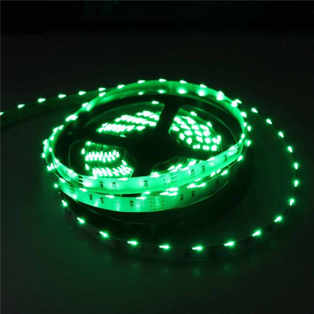 LightingWill Side View RGB LED Strip Lights SMD020 16.4Ft(5M) 300LEDs 60LEDs/M DC12V 14.4W 2.88W/M 10mm White PCB Flexible Ribbon Strip with 3M Adhesive Tape Non-Waterproof