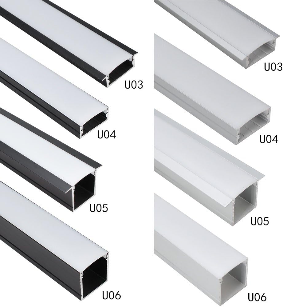 LightingWill LED Aluminum Channel Milk White Cover for V01 Style 1M/3.3ft 5 Pack