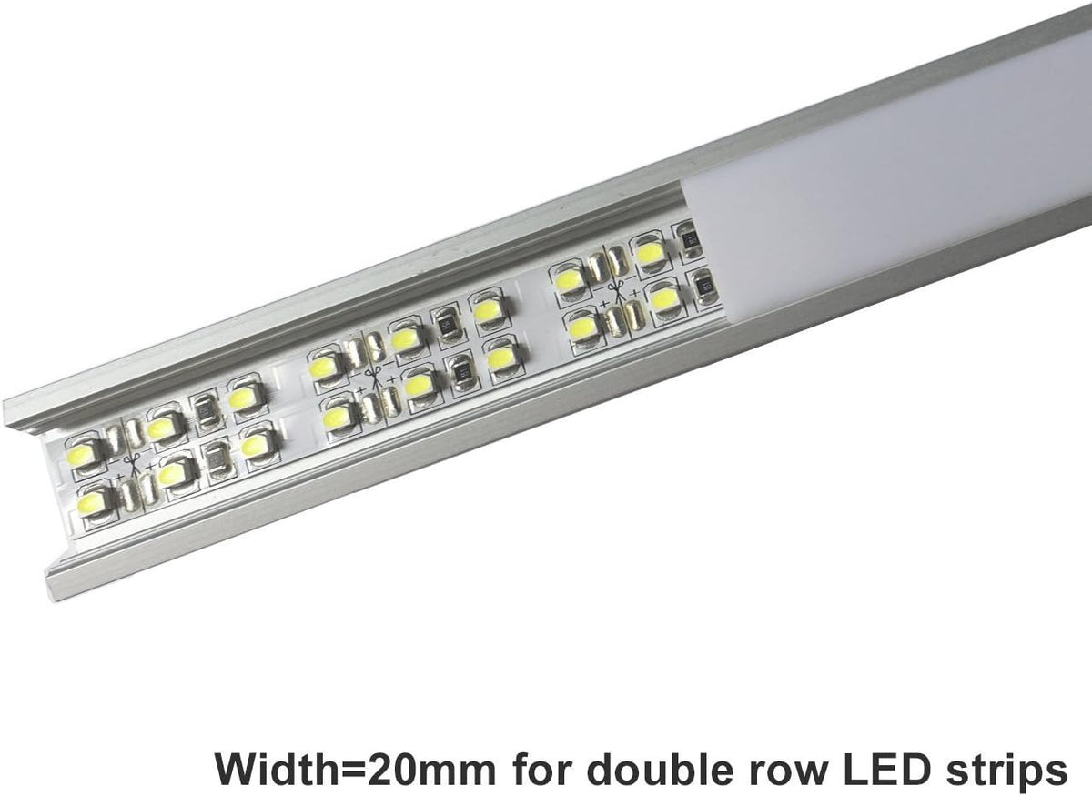 LightingWill 10-Pack 3.3ft/1M 10x30mm Silver U-Shape Internal Width 20mm LED Aluminum Channel System with Cover, End Caps and Mounting Clips Aluminum Profile for LED Strip Light Installations