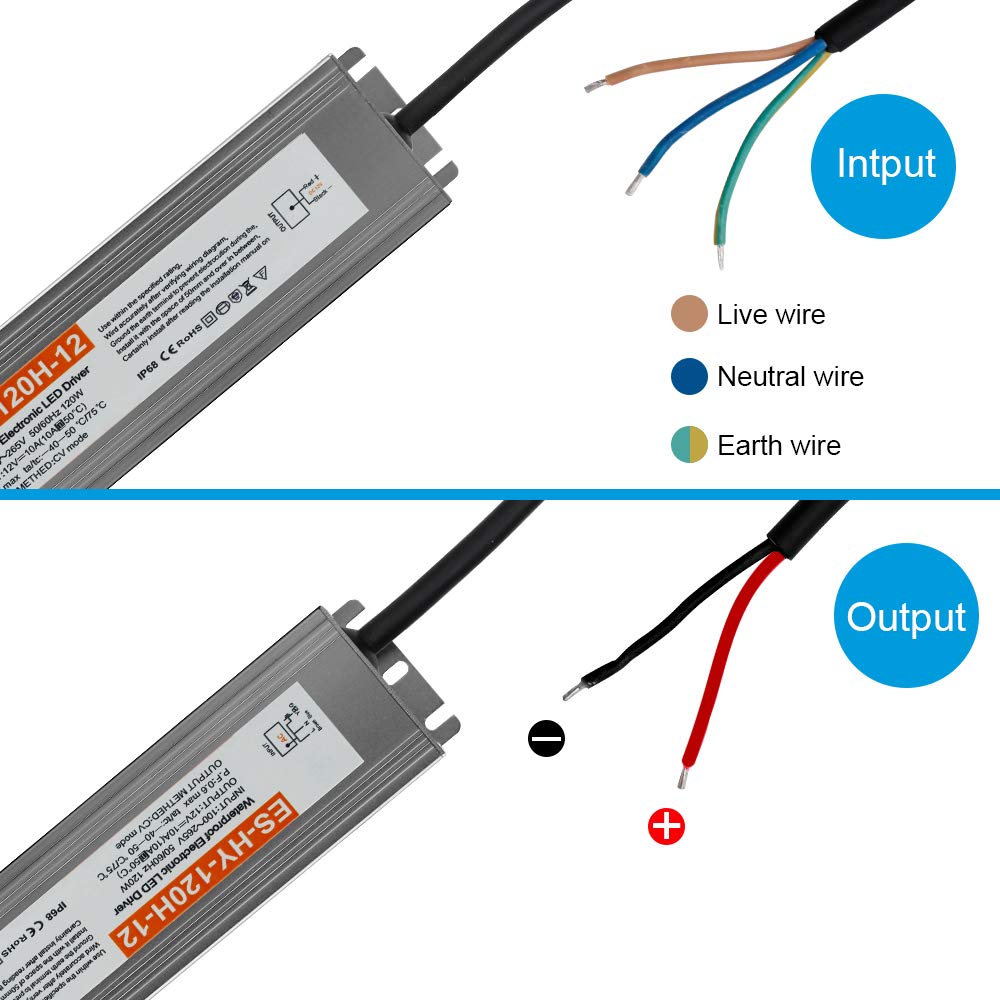 LightingWill 12V120W Waterproof IP68 LED Power Supply Driver Transformer 100-260V for Outdoor Use