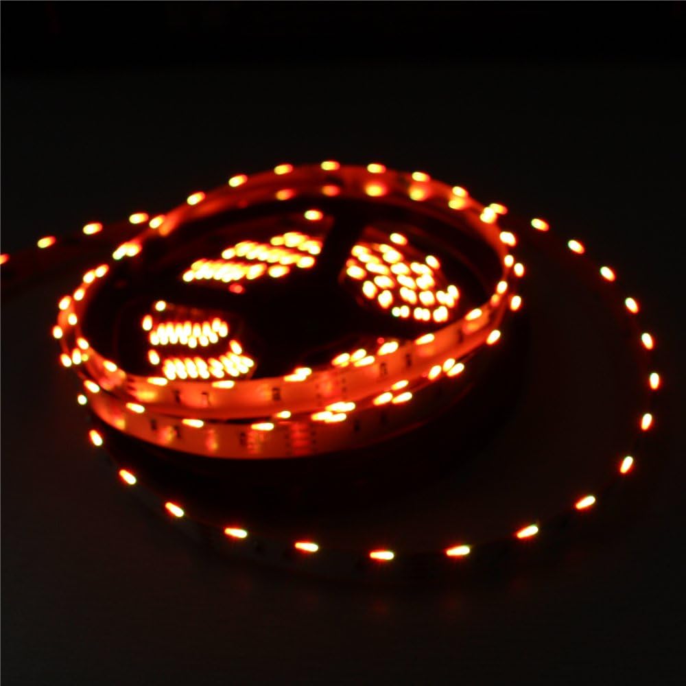 LightingWill Side View RGB LED Strip Lights SMD020 16.4Ft(5M) 300LEDs 60LEDs/M DC12V 14.4W 2.88W/M 10mm White PCB Flexible Ribbon Strip with 3M Adhesive Tape Non-Waterproof