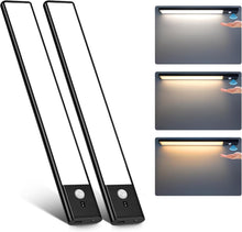 LightingWill Rechargeable Under Cabinet Light 2 Pack 9” / 12”, 3CCT 3000K/4000K/6000K LED Cabinet Light, Motion Sensor and Touch Dimming, Magnetic Mount for Cabinet Lighting, Silver or Black Finish