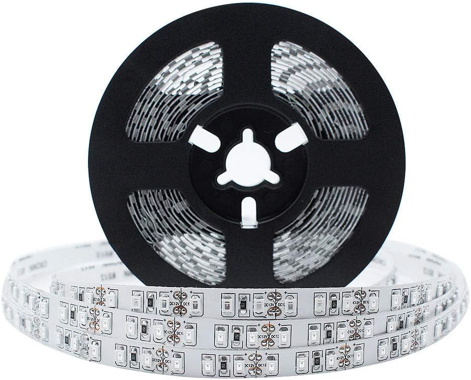 LightingWill Ultraviolet LED Strip, 380nm-385nm 16.4FT 48W 5M 12V SMD3528 600LEDs UV Ultraviolet Non-waterproof 8mm White PCB Flexible LED Strips 120LEDs 9.6W Per Meter, for UV Curing, Metal Crack
