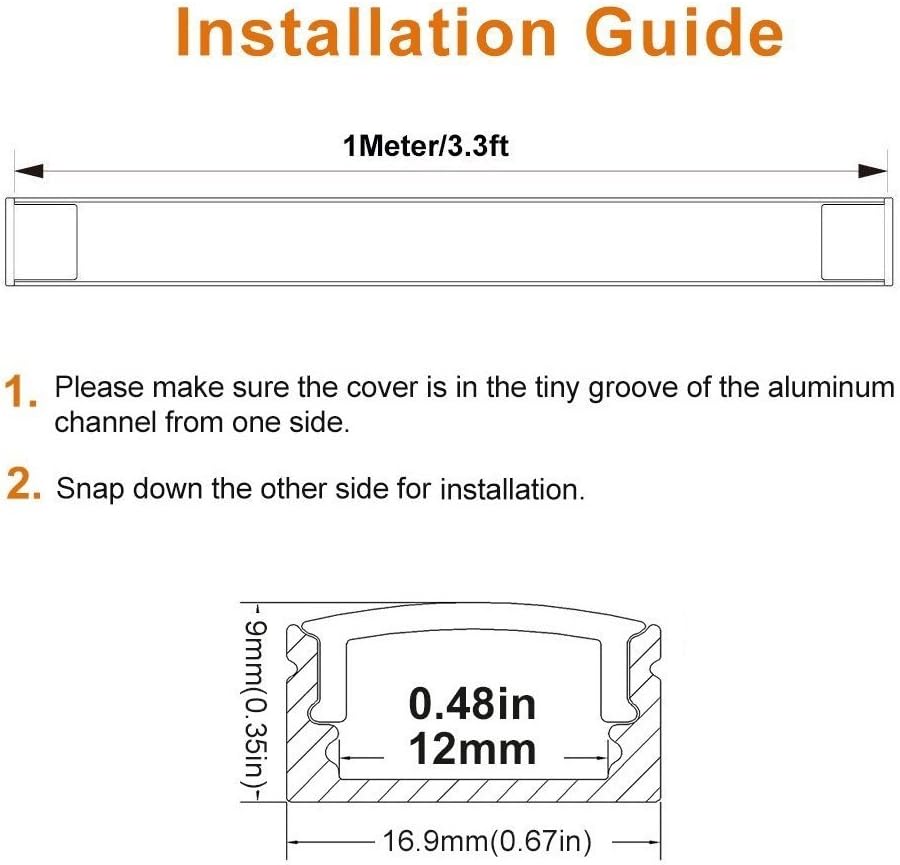 LightingWill 6.6ft/2M 25 Pack(164ft/50M) 9x17mm Silver U Shape LED Aluminum Channel Set Internal width 12mm with White Cover, End Caps and Mounting Clips for LED Strip Light Installations-U02S2M25