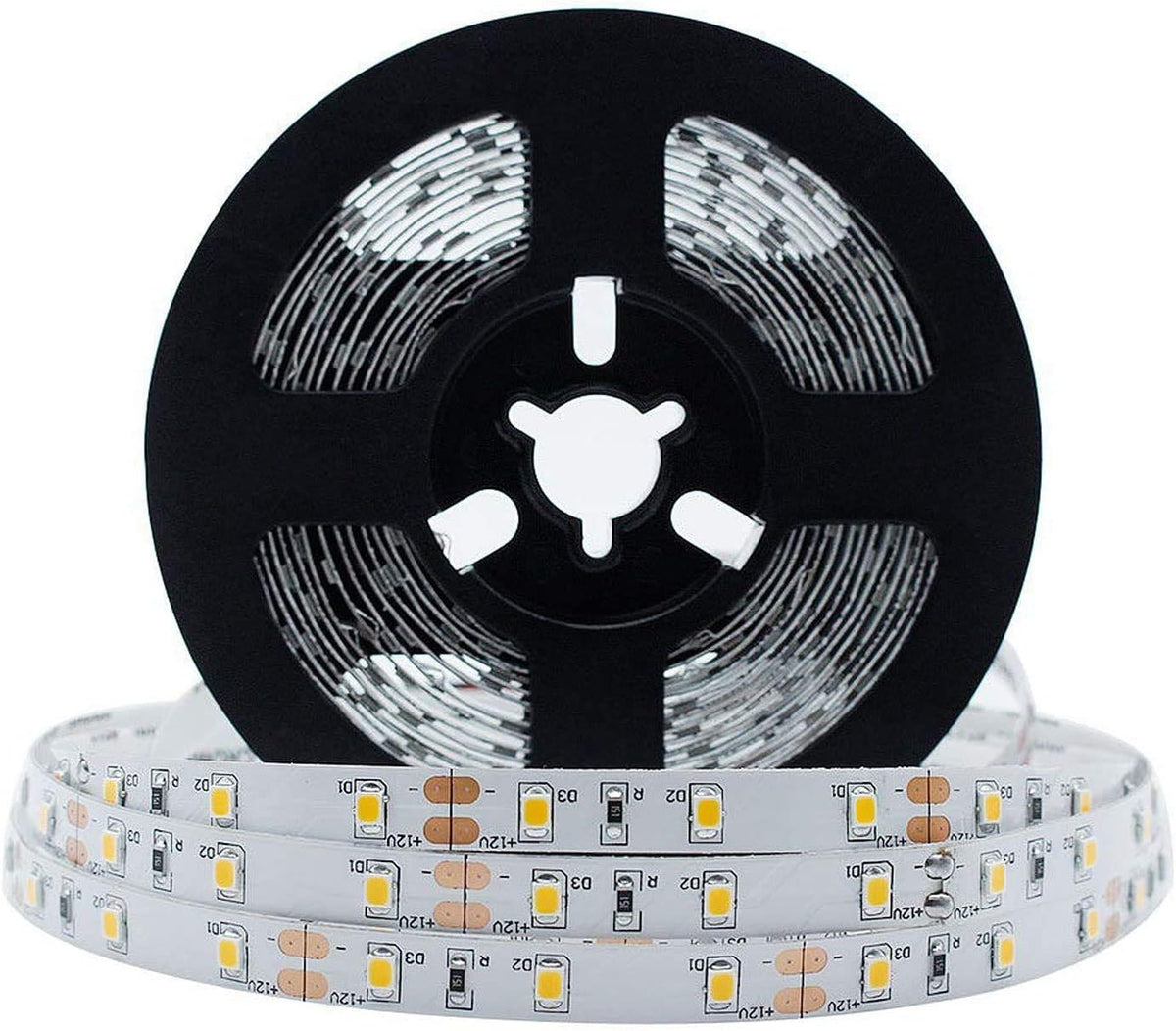 LightingWill LED Strip Lights CRI90 SMD3528 16.4Ft(5M) 600LEDs Nature White 4000K-4500K 120LEDs/M DC12V 48W 9.6W/M 8mm White PCB Flexible Ribbon Strip with Adhesive Tape Non-Waterproof H3528NW600N