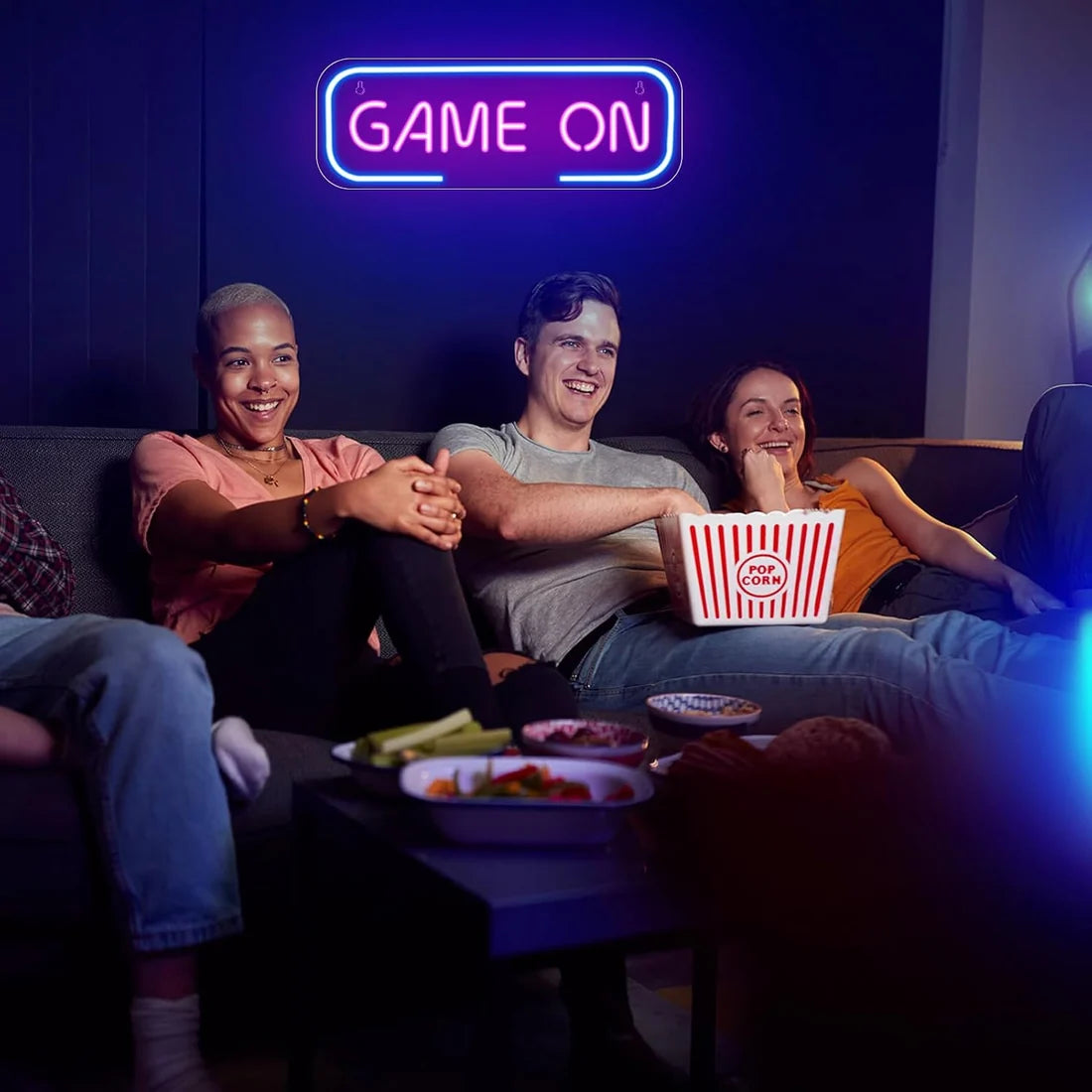 LED Neon Signs – GAME ON Silicone Neon Sign – 15.7×5.6 Inch | 5V USB Powered Dimmable Blue & Pink Glow LED Wall Light | Neon Lamp with Accessories Included | Hanging Gaming Decor for Gaming Room, Bedroom, Setup & Party Spaces