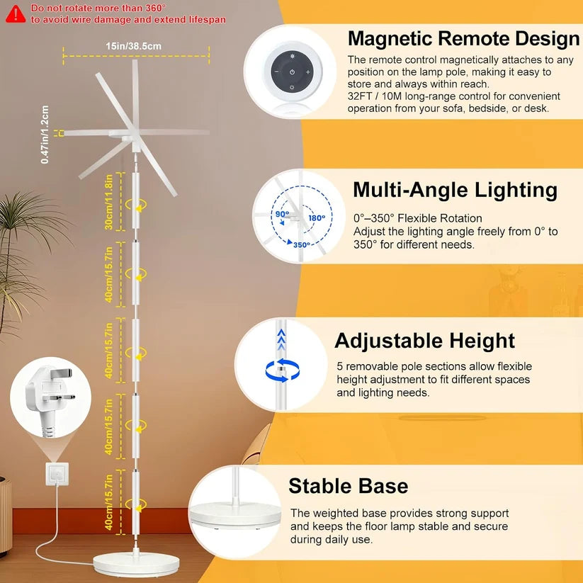 RGB Floor Lamp | LED Standing Lamp with RGB Ambient Light | Ambient Floor Lamp with 2800-6000K Adjustable Light | Remote Control | 2M Tall for Living Room Bedroom Office | UK Stock