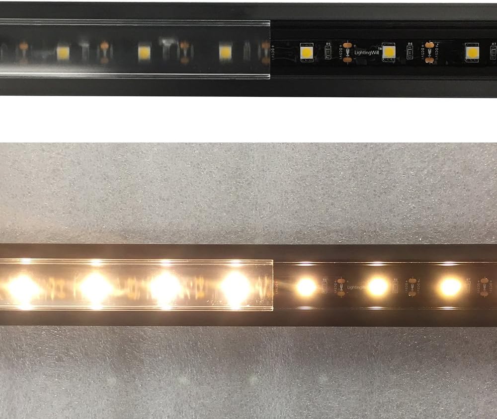 LightingWill LED Aluminum Channel with Clear Cover, LightingWill 10 Pack 3.3Ft/1M U Shape Flush Mount (Section Size:0.95" x 1.42") Anodized Black Channel System for <20mm LED Strip Lights with Caps+Clips U05