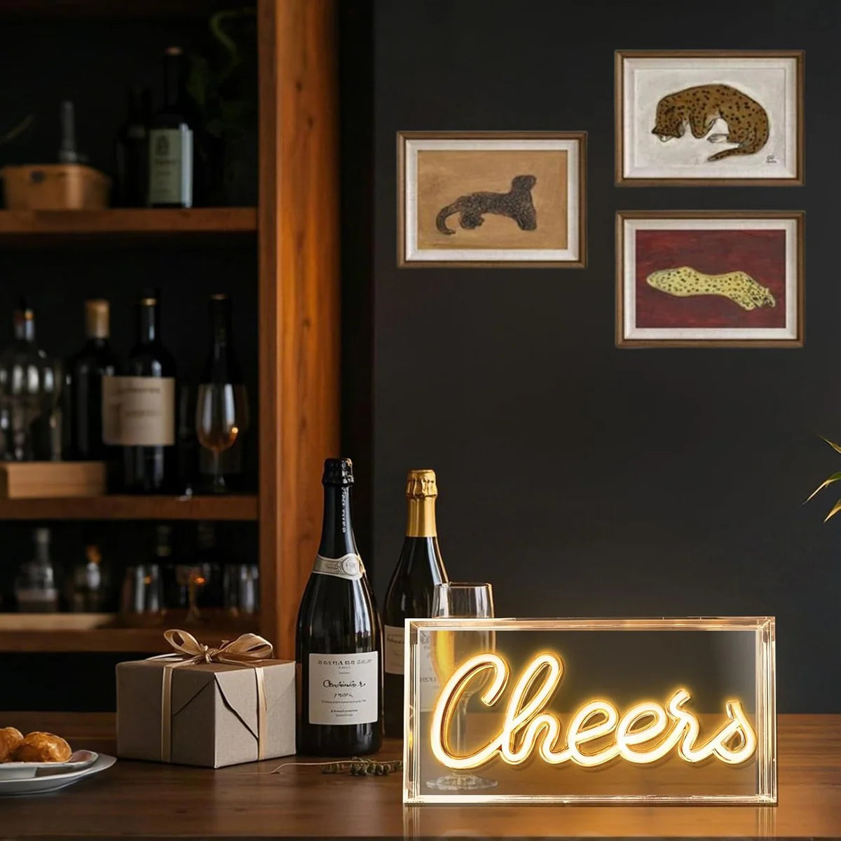 CHERRS Desk Lightbox Sign – Warm White/ Pink | Rectangular 12x6 inch | USB Powered | Tabletop Display | For Girls' Room, Bedroom, Pub, Hotel, Beach, Cocktail Bar, Christmas Gift