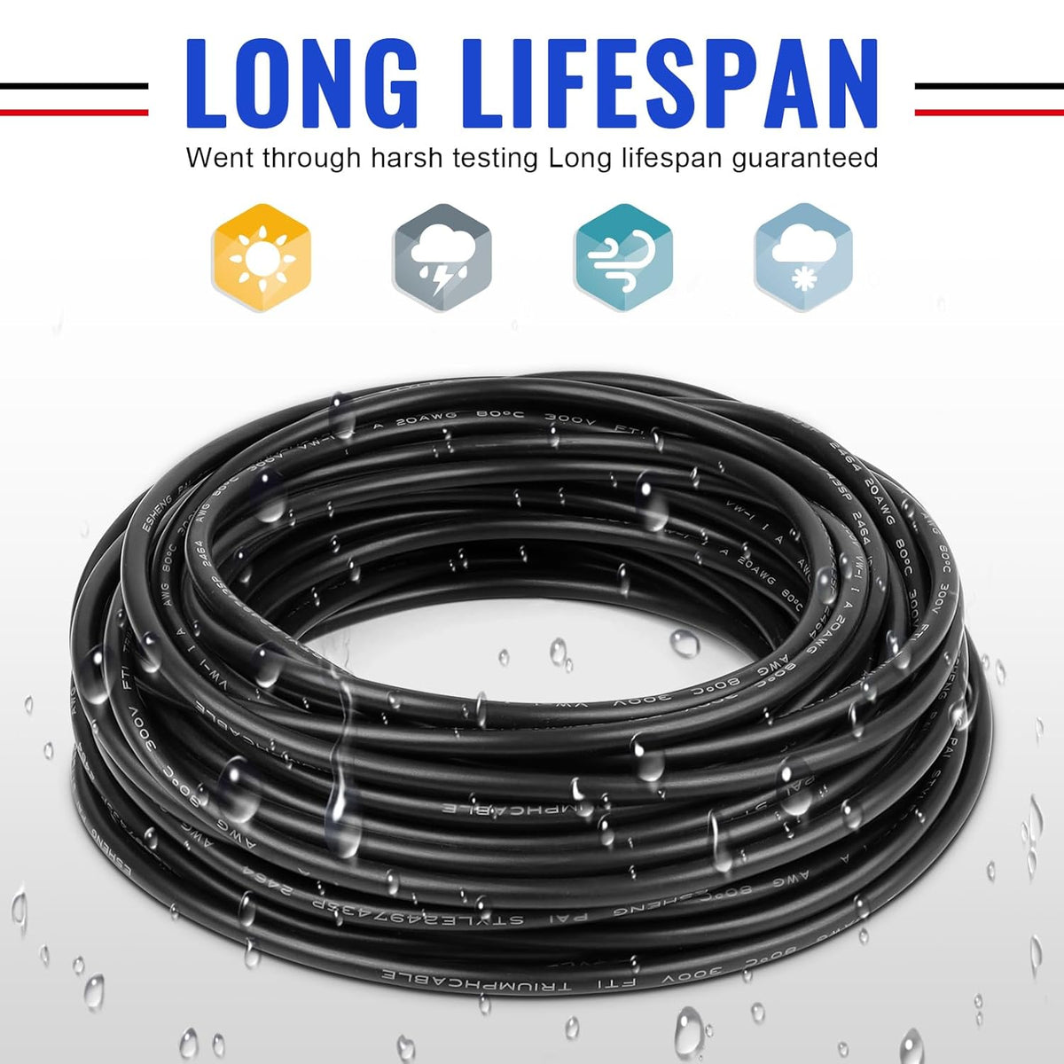 LightingWill 16 Gauge 2 Conductor Electrical Wire, 65.6FT Stranded PVC Tinned Copper Wire, 16 AWG Extension Cable Low Voltage, 2 Core Flexible Power Cord for LED Strips Lighting Automotive