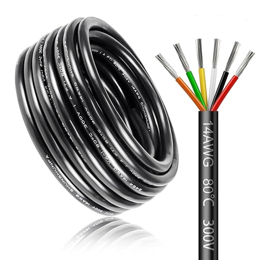 5/10/20/30 Metres 14/22 AWG, 3 x 2.0/4 x 2.0/6 x 0.3/6 x 2.0 mm² Electric Cable, 6 Core Cable, 5V/12V/24V/300V Power Cable, Tinned Copper Cable, Flexible and Soft, Low Impedance, High Temperature Resistance, Extension Cable