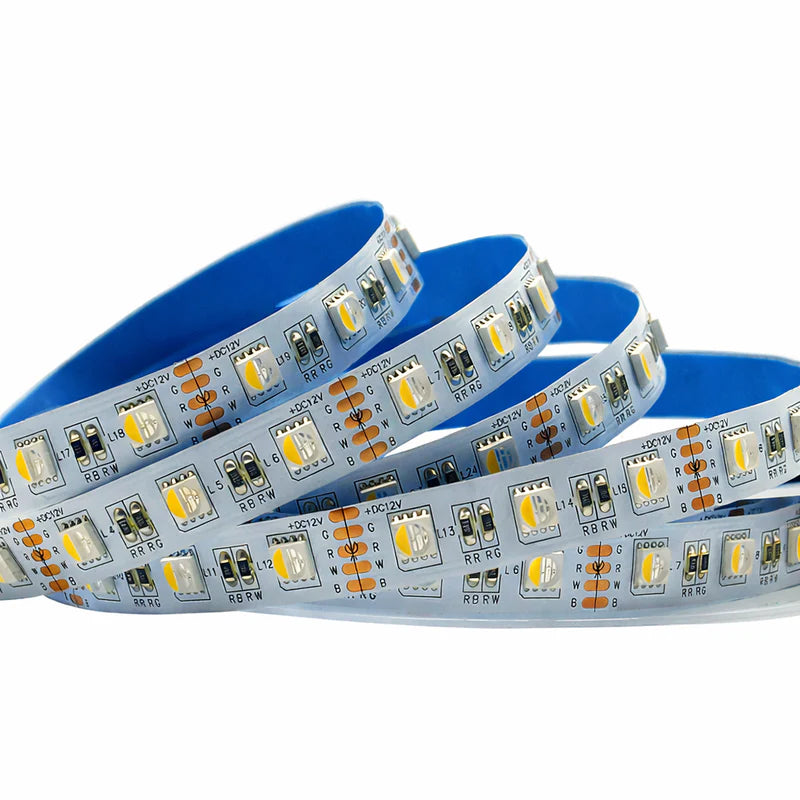 LightingWill DC12V RGBW/RGBWW LED Strip Light, 12mm PCB 4-in-1 SMD5050 60 LEDs/m, Non-Waterproof Flexible LED Tape Light for Mirror Kitchen Cabinet Bedroom, 5m 50m