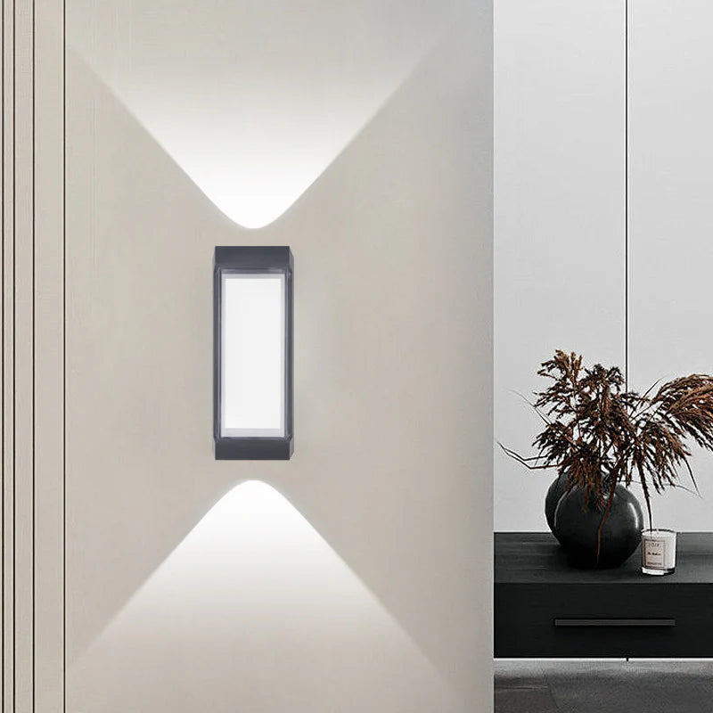 LightingWill LED Wall Light 7W Outdoor Waterproof Wall Sconce 3000K 6500K Square Round Up Down Wall Light IP65 Plastic Porch Garden Balcony Indoor 4 Pack