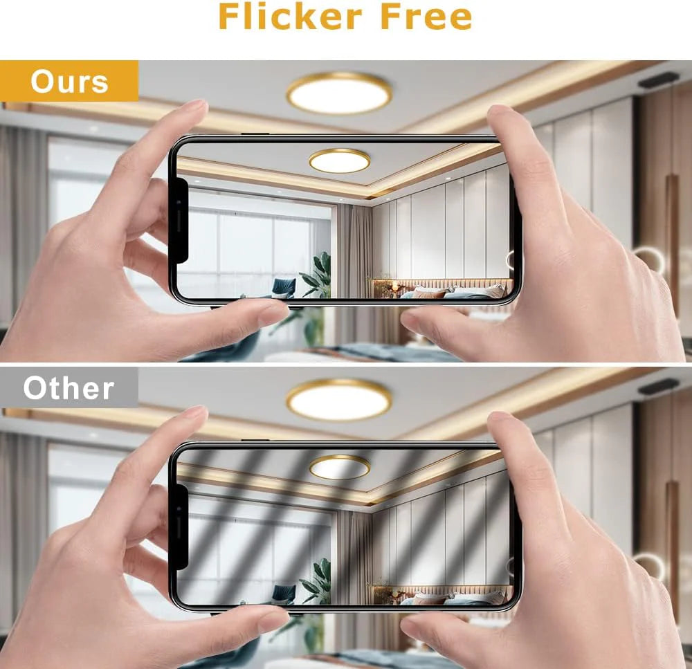 AC 110–130V Round Gold LED Ceiling Light, 18W / 24W / 32W Options 3000K / 4500K / 5000K / 6500K Flush Mount Ceiling Light Local Stock (US)