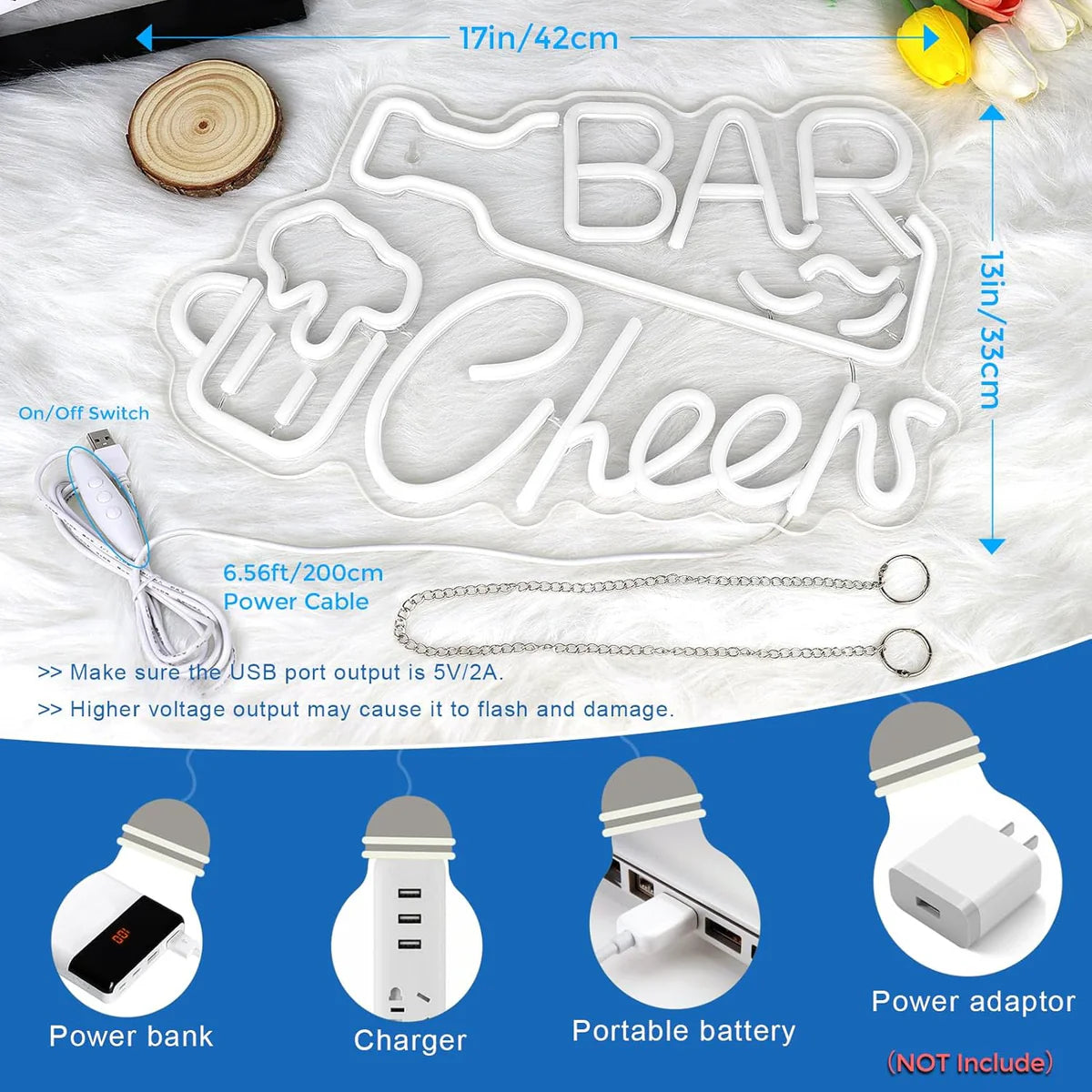 Bar Cheers LED Sign – Multi-Color Glow | 16.1× 9.8 inch | USB Powered | Hanging | Ideal for Bar, Pub, Lounge, Nightclub, Party Mood Lighting