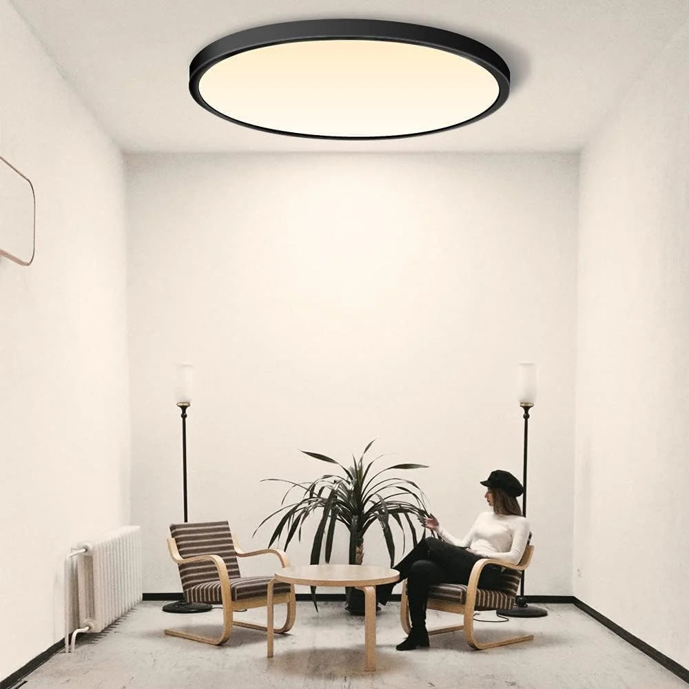 AC 220–240V Round Black LED Ceiling Light, 12W / 18W / 24W / 32W Options 3000K / 4500K / 5000K / 6500K Flush Mount Ceiling Light Local Stock (UK/DE)