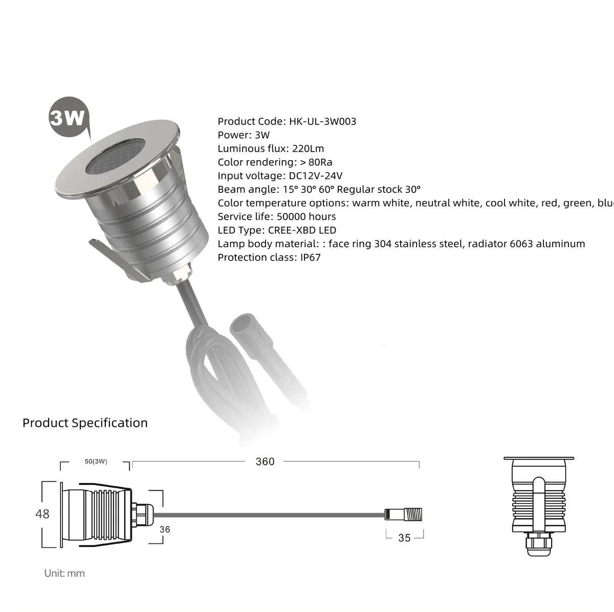 8/10-Pack Honeycomb Anti-Glare Low Voltage LED Step Lights – 3000K / 4000K / 6000K | 1W / 3W | DC12–24V | IP67 Waterproof Stainless Steel Honeycomb Step & Path Lights