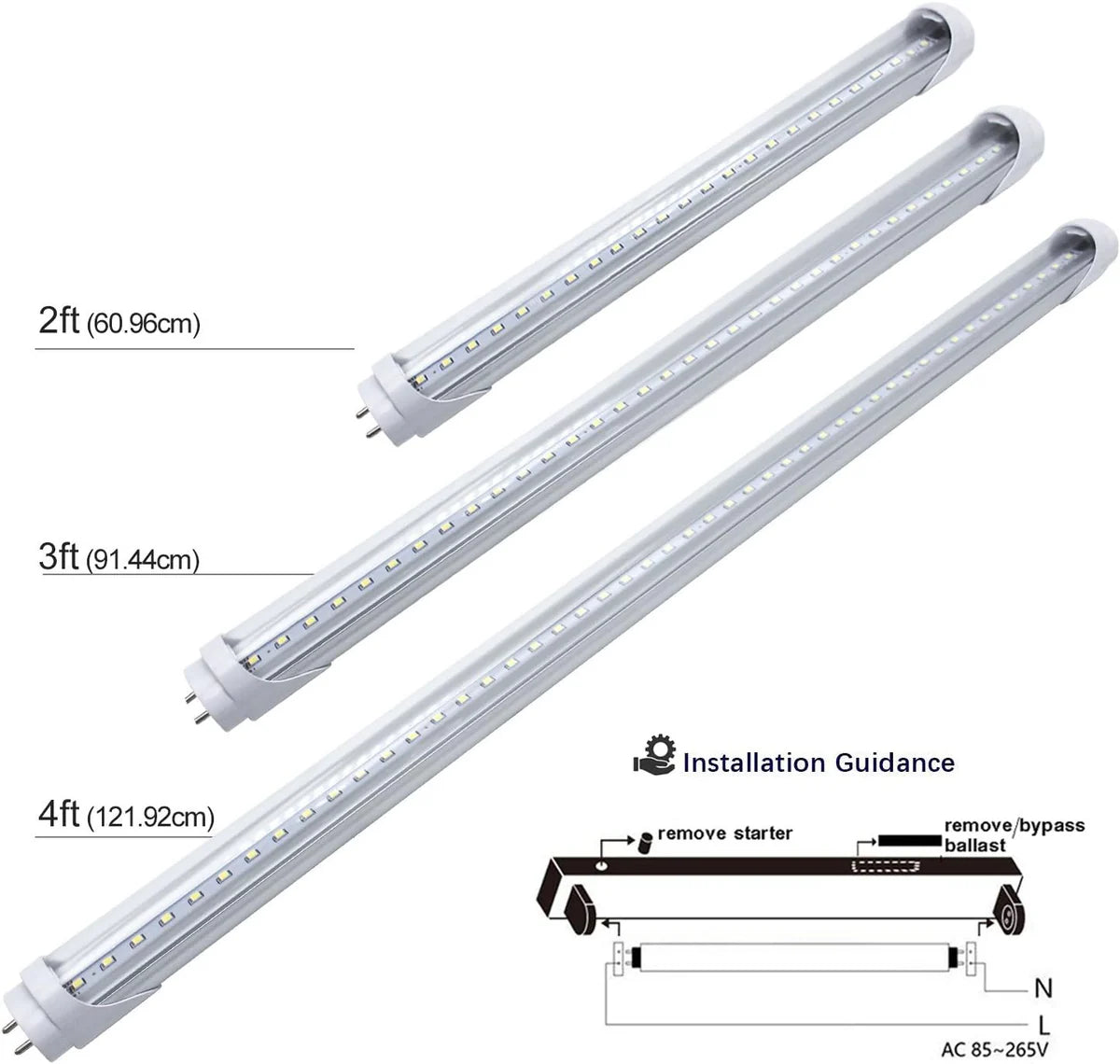 4ft 20W T8 LED Tube Light, Retrofit Ballast Bypass Frosted Lens Warm / Natural / Daylight White AC90-240V Non-Dimmable 4-Pack or 20-Pack