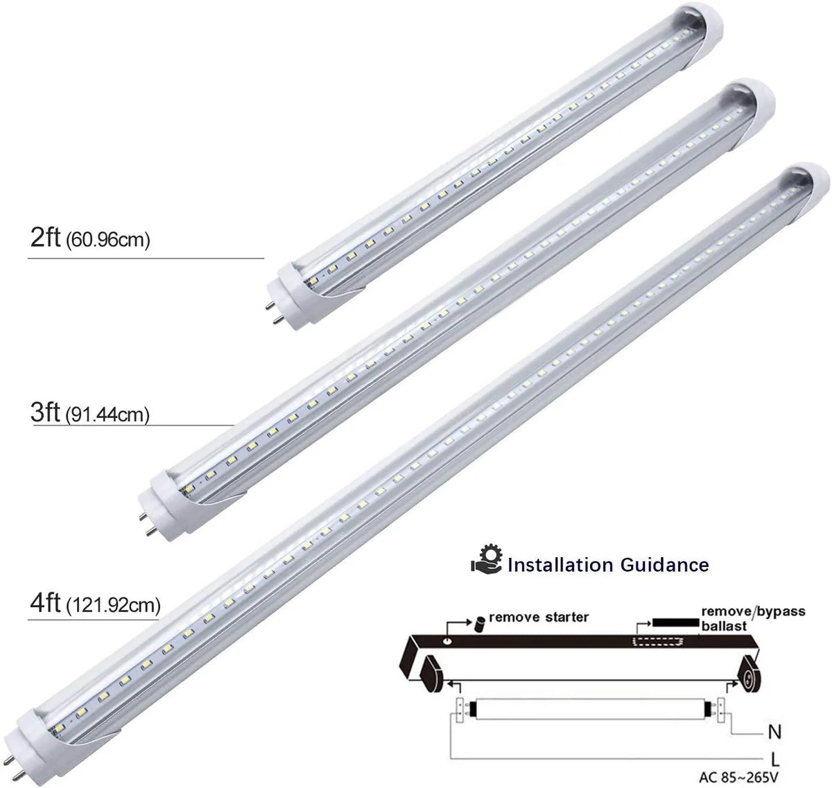 2ft 10W T8 LED Tube Light, Frosted Cover Warm / Natural / Daylight White Retrofit Ballast Bypass Non-Dimmable 4-Pack / 20-Pack