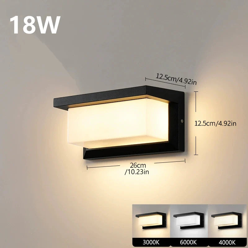 LightingWill LED Wall Light 18W 30W 50W Outdoor Waterproof Wall Sconce 3000K 4000K 6000K Black Up Down Wall Light IP65 Aluminum Porch Garden Balcony Indoor
