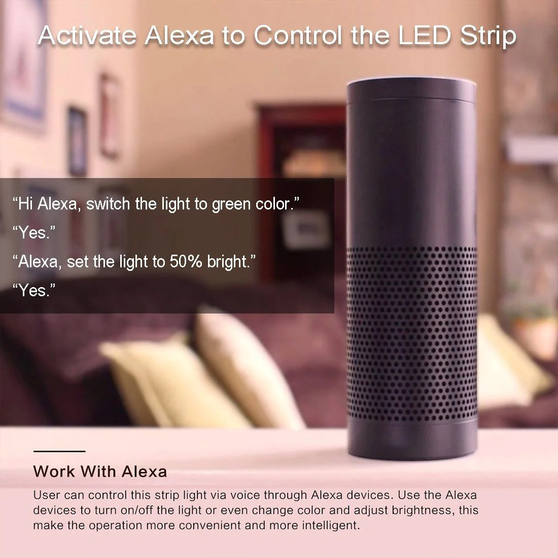 LightingWill Smart WIFI SMD5050 300LEDs RGB LED Strip Light Kit - DC12V | 60 LEDs/M | 10mm PCB | IP00 / IP65 | 5M | RGB Color Changing LED Strip Lights with Alexa, Google Assistant | App Control & 24 Keys Controller + Power Supply | 5M