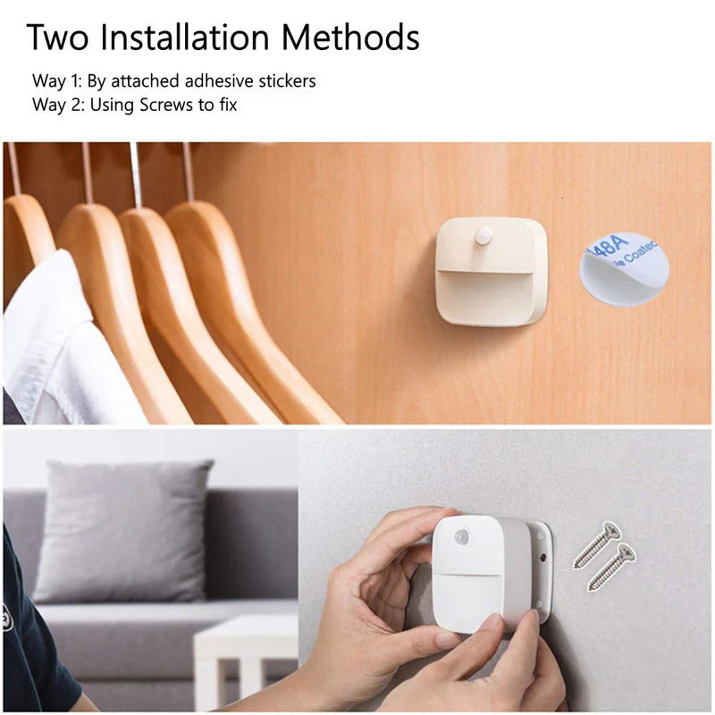 LightingWill LED Motion Sensor Light Battery Operated Dual White 3000K 6500K Switchable Cordless Stick On Night Light for Closet Kitchen Bathroom Hallway Cabinet 2 3 4 5 6 Pack