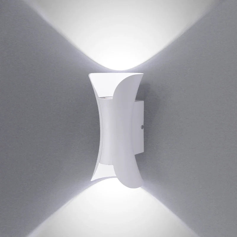 LightingWill LED Wall Light 6W 10W 20W 30W Outdoor Waterproof Wall Sconce 3000K 6500K Black White Gold Up Down Wall Light IP65 Aluminum Porch Garden Balcony Indoor 2 Pack