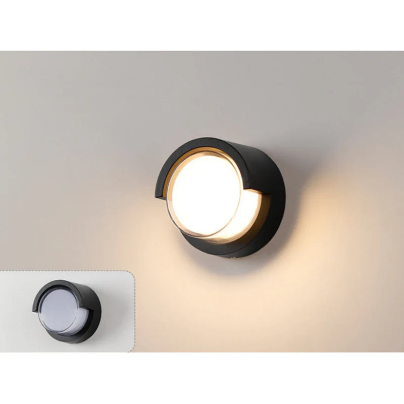 LightingWill LED Wall Light 18W Outdoor Waterproof Wall Sconce 3000K 4000K 6000K Black Halo Ring Up Down Wall Light IP65 Aluminum Porch Garden Balcony Indoor 2 Pack