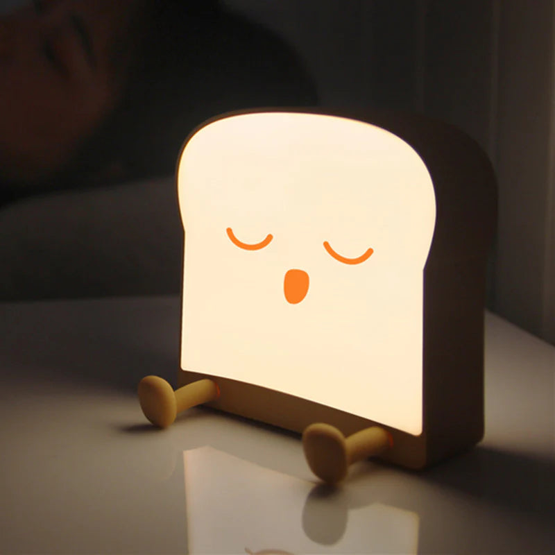 LightingWill Toast Bread LED Night Light Rechargeable Bedside Nursery Lamp with Phone Stand Cute Sleep Light for Kids Bedroom Decor
