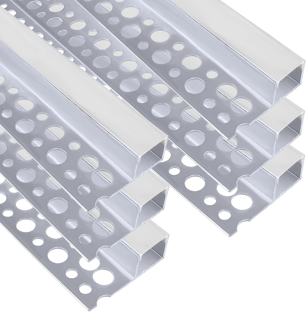 Silver TX-290 One-Sided LED Aluminum Channel for Plaster-In Drywall, Fits LED Strips Up to 12mm Wide, with Milky White Diffuser