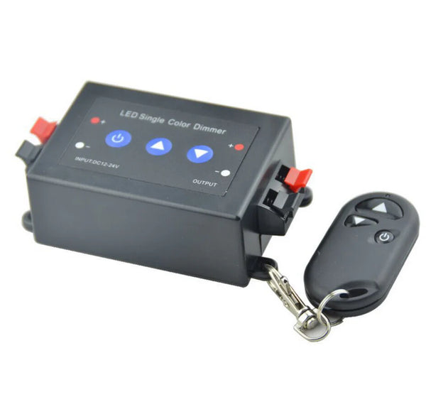 LightingWill LED Strip Dimmer DC12V 24V 8A RF Wireless Remote LED Controller with Key Switch for Single Color LED Strips