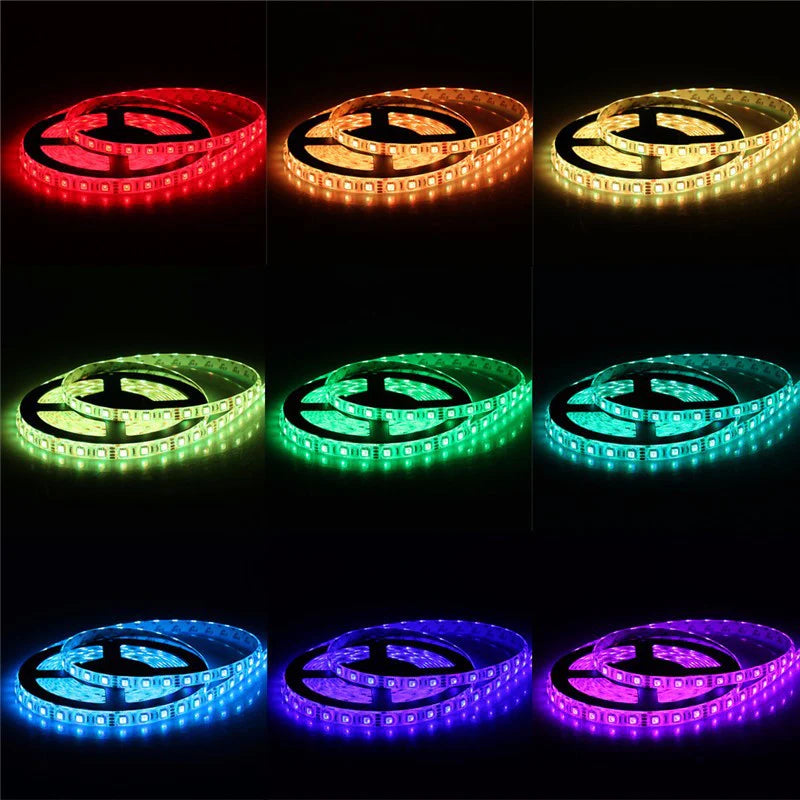 LightingWill 5M/10M SMD5050 RGB LED Strip Light Kit - DC12V | 30 / 60LEDs/M | 10mm PCB | IP00 / IP65 | 5M /10M | RGB Color Changing LED Strip Lights with Alexa, Google Assistant | 24/ 44 Keys Controller + Power Supply