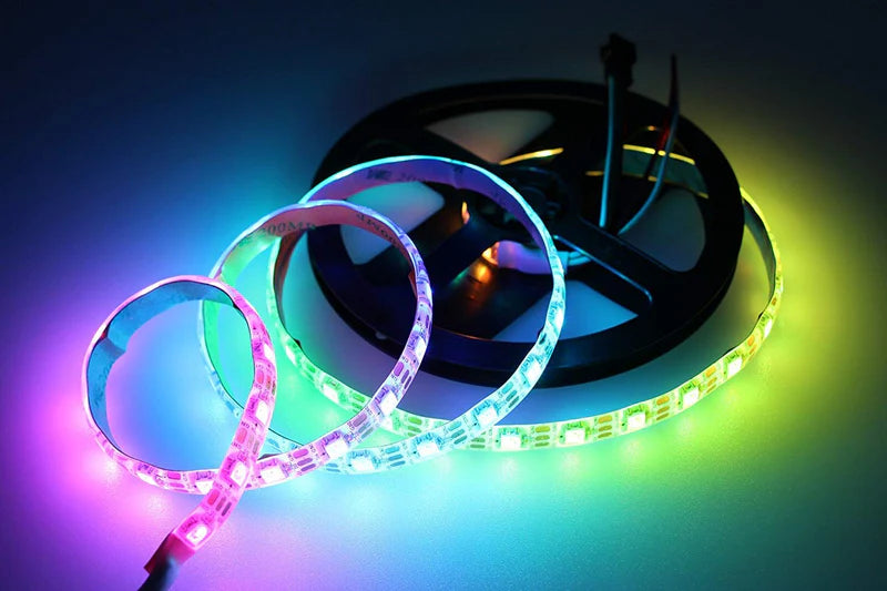 LightingWill WS2812B RGBIC LED Strip Light DC5V 10mm PCB SMD5050 Individually Addressable 30 60 96 LEDs/m IP00 IP65 IP67 Flowing Multicolor LED Strip for Party Decoration DIY Lighting 5M 50M