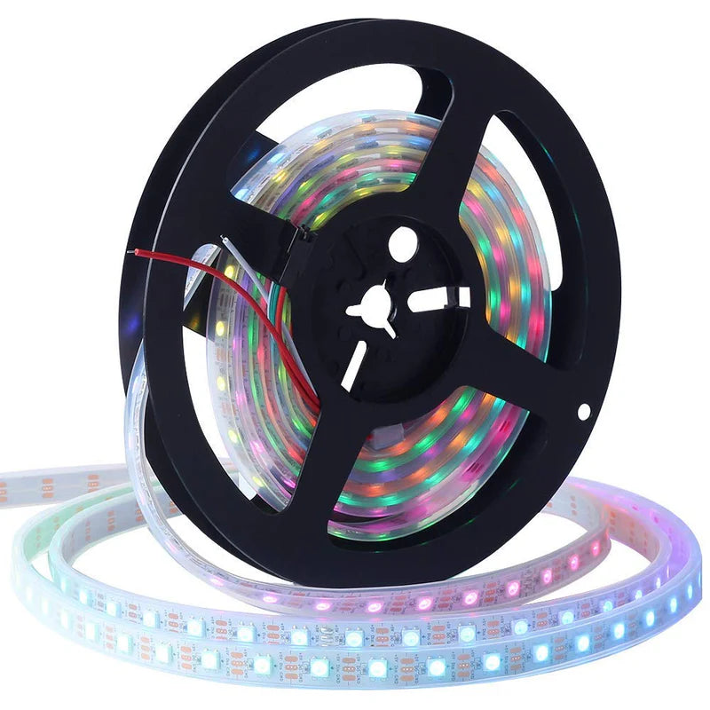 LightingWill WS2812B RGBIC LED Strip Light DC5V 10mm PCB SMD5050 Individually Addressable 30 60 96 LEDs/m IP00 IP65 IP67 Flowing Multicolor LED Strip for Party Decoration DIY Lighting 5M 50M