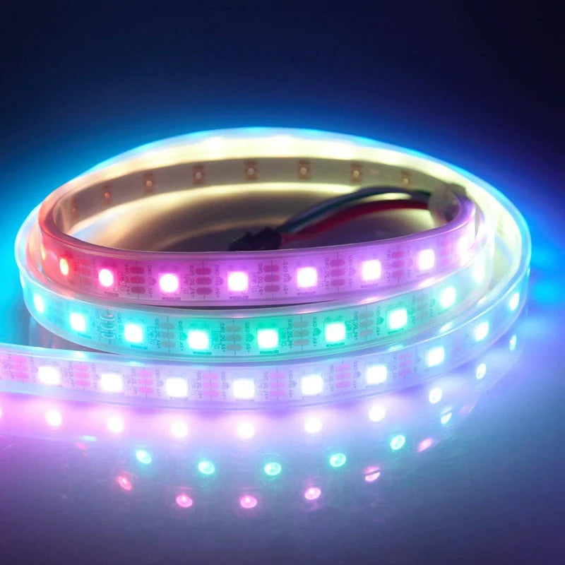 LightingWill WS2812B RGBIC LED Strip Light DC5V 10mm PCB SMD5050 Individually Addressable 30 60 96 LEDs/m IP00 IP65 IP67 Flowing Multicolor LED Strip for Party Decoration DIY Lighting 5M 50M