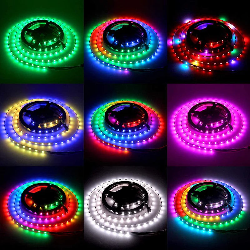 LightingWill WS2812B RGBIC LED Strip Light DC5V 10mm PCB SMD5050 Individually Addressable 30 60 96 LEDs/m IP00 IP65 IP67 Flowing Multicolor LED Strip for Party Decoration DIY Lighting 5M 50M