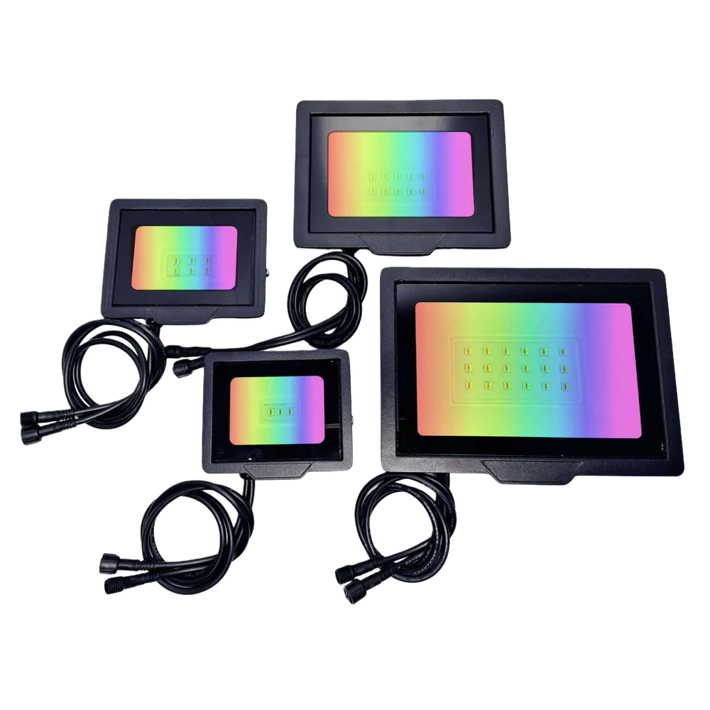 LightingWill FL-IC Series RGBIC LED Flood Light 10W-50W WS2811 Addressable IP66 24V DC Outdoor Landscape Light Aluminum Housing Wall Wash Stage Lighting 2/10-Pack