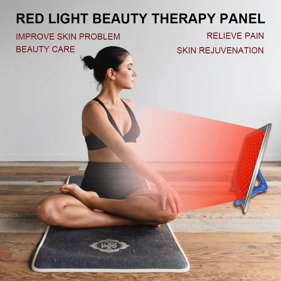 50W Infrared Therapy Lamp – Red Light 655–665nm & IR 850–860nm | Dimmable Timer | AC100–240V | Aluminum Alloy + PC Cover | Blue / Desktop Stand | for Skin Care & Muscle Relief | Controller & Goggles Included | US / EU / UK / AU Plug