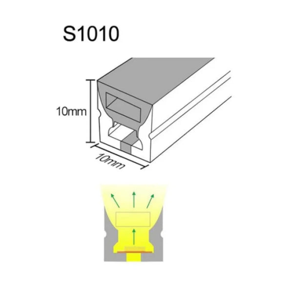 S-TE Series 10×10mm Top Emitting LED Neon Housing | 6mm PCB Width | S1010 Black Architectural Neon Housing | IP67 Waterproof | 16.4FT/5M | Standard Install | Dark Interior Bar Lighting